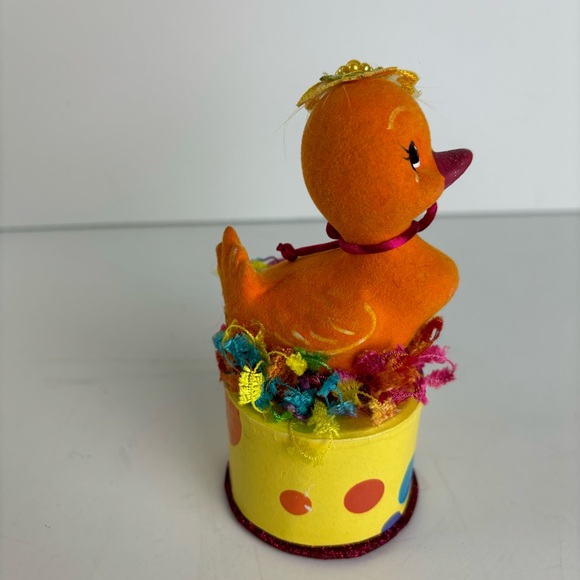 Katherine’s Collection-Whimsical Orange Flocked Duck on box-vintage - Picture 4 of 11